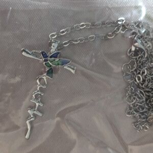 Silver and Blue hummingbird faith Pendant Necklace